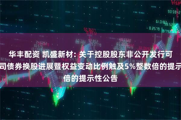 华丰配资 凯盛新材: 关于控股股东非公开发行可交换公司债券换股进展暨权益变动比例触及5%整数倍的提示性公告