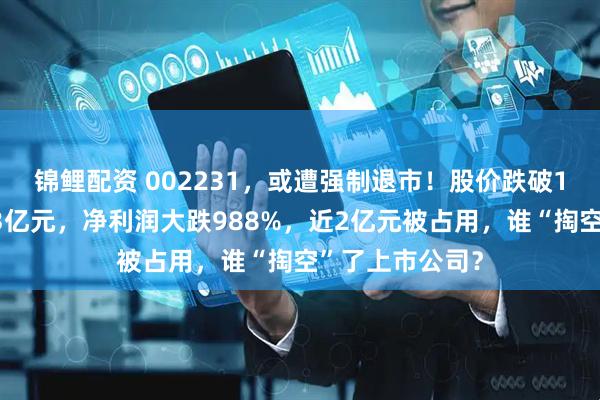 锦鲤配资 002231，或遭强制退市！股价跌破1元，市值仅剩3亿元，净利润大跌988%，近2亿元被占用，谁“掏空”了上市公司？